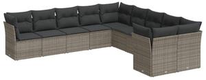 VidaXL Polyrattan Kerti Ülőgarnitúra - 10 részes - Szürke