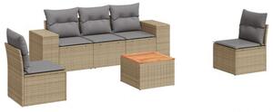 VidaXL Polyrattan Kerti Ülőgarnitúra - 6 részes - Bézs