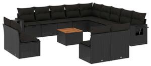 VidaXL Polyrattan Kerti Ülőgarnitúra - 14 részes - Fekete