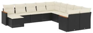 VidaXL Polyrattan Kerti Ülőgarnitúra - 11 részes - Fekete