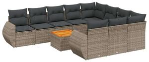 VidaXL Polyrattan Kerti Ülőgarnitúra - 11 részes - Szürke