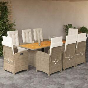VidaXL Polyrattan Kerti Étkezőgarnitúra - 9 részes - Bézs