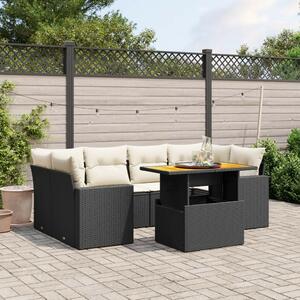 VidaXL Polyrattan Kerti Ülőgarnitúra - 7 részes - Fekete