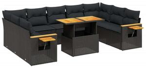 VidaXL Polyrattan Kerti Ülőgarnitúra - 11 részes - Fekete