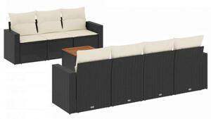 VidaXL Polyrattan Kerti Ülőgarnitúra - 8 részes - Fekete