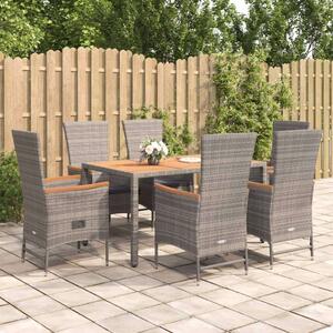 Polyrattan Kerti Étkezőgarnitúra - 7 részes - Szürke