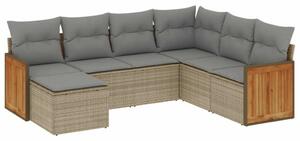 VidaXL Polyrattan Kerti Ülőgarnitúra - 7 részes, Bézs
