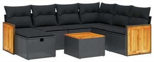 VidaXL Polyrattan Kerti Ülőgarnitúra - 8 részes, Fekete