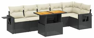VidaXL Polyrattan Kerti Ülőgarnitúra - 7 részes - Fekete