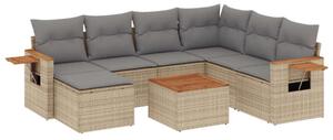 VidaXL Polyrattan Kerti Ülőgarnitúra - 8 részes - Bézs