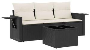 VidaXL Polyrattan Kerti Ülőgarnitúra - 4 részes - Fekete