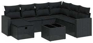 VidaXL Polyrattan Kerti Ülőgarnitúra - 8 részes - Fekete