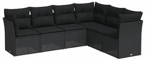VidaXL Polyrattan Kerti Ülőgarnitúra - 6 részes - Fekete