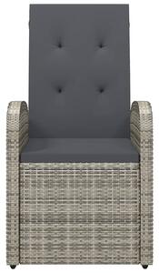 VidaXL 2 db szürke dönthető háttámlás polyrattan kerti szék párnával