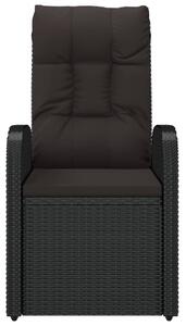 VidaXL 2 db fekete dönthető polyrattan kerti szék párnával