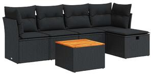 VidaXL Polyrattan Kerti Ülőgarnitúra - 6 részes - Fekete
