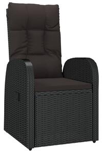 VidaXL 2 db fekete dönthető polyrattan kerti szék párnával