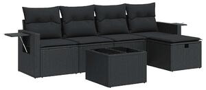 VidaXL Polyrattan Kerti Ülőgarnitúra - 6 részes - Fekete