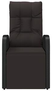 VidaXL fekete dönthető háttámlás polyrattan kerti szék párnával
