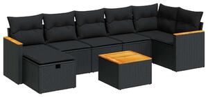 VidaXL Polyrattan Kerti Ülőgarnitúra - 8 részes - Fekete