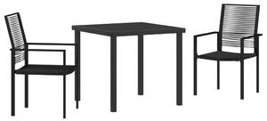3 Darabos Kerti Étkező Szett Fekete PVC Rattan
