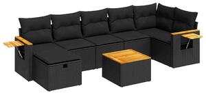 VidaXL Polyrattan Kerti Ülőgarnitúra - 8 részes - Fekete