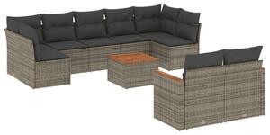 Polyrattan Kerti Ülőgarnitúra - 10 részes - Szürke