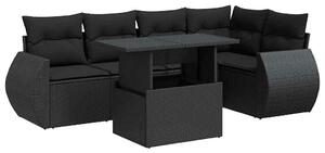 VidaXL Polyrattan Kerti Ülőgarnitúra - 6 részes - Fekete