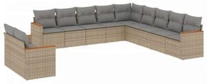 VidaXL Polyrattan Kerti Ülőgarnitúra - 11 részes - Bézs