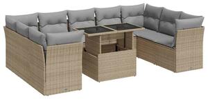VidaXL Polyrattan Kerti Ülőgarnitúra - 10 részes - Bézs