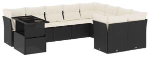 VidaXL Polyrattan Kerti Ülőgarnitúra - 10 részes - Fekete