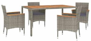 VidaXL Kerti Étkezőgarnitúra - 5 részes - Szürke Polyrattan