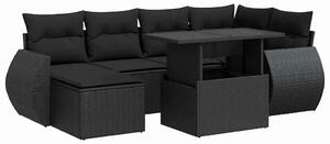 VidaXL Polyrattan Kerti Ülőgarnitúra - 7 részes - Fekete