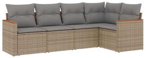 VidaXL 5 Részes Polyrattan Kerti Ülőgarnitúra - Bézs
