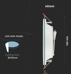 V-TAC süllyeszthető mennyezeti kerek üveg LED panel 12W természetes fehér - SKU 6279