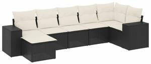 VidaXL Polyrattan Kerti Ülőgarnitúra - 7 részes - Fekete