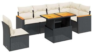 VidaXL Polyrattan Kerti Ülőgarnitúra - 7 részes - Fekete