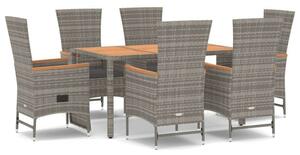 Polyrattan Kerti Étkezőgarnitúra - 7 részes - Szürke
