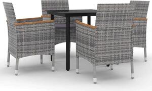 5 részes polyrattan és üveg kerti étkezőgarnitúra párnákkal