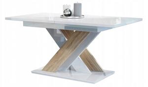 PEPAX kinyitható étkezőasztal - fényes fehér / sonoma tölgy
