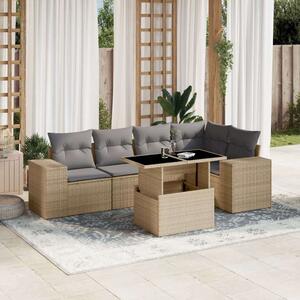Polyrattan Kerti Ülőgarnitúra - 6 részes - Bézs
