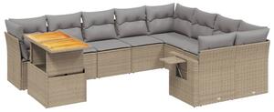 VidaXL Polyrattan Kerti Ülőgarnitúra - 10 részes - Bézs