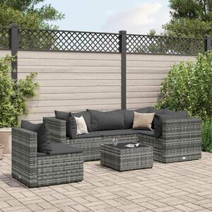 VidaXL 6 részes szürke polyrattan kerti ülőgarnitúra párnákkal