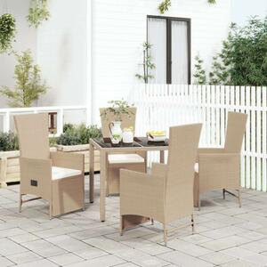 Polyrattan Kerti Étkezőgarnitúra - 5 részes - Bézs