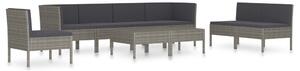 Polyrattan Kerti Bútorszett - 9 részes - Szürke