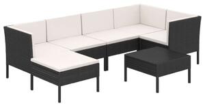 Polyrattan Kerti Ülőgarnitúra - 7 részes - Fekete