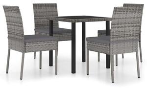 VidaXL - 5 Részes Kerti Étkezőgarnitúra - Polyrattan - Szürke