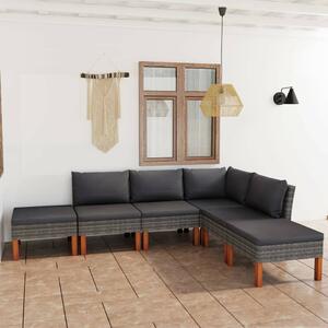 VidaXL 6 részes szürke polyrattan kerti ülőgarnitúra párnákkal