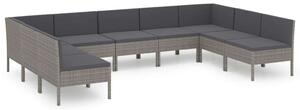 VidaXL Polyrattan Kerti Ülőgarnitúra - 9 Elemes - Szürke