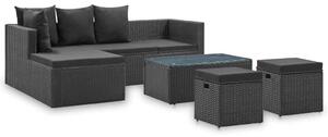 VidaXL Polyrattan Kerti Bútorszett - 4 részes - Fekete